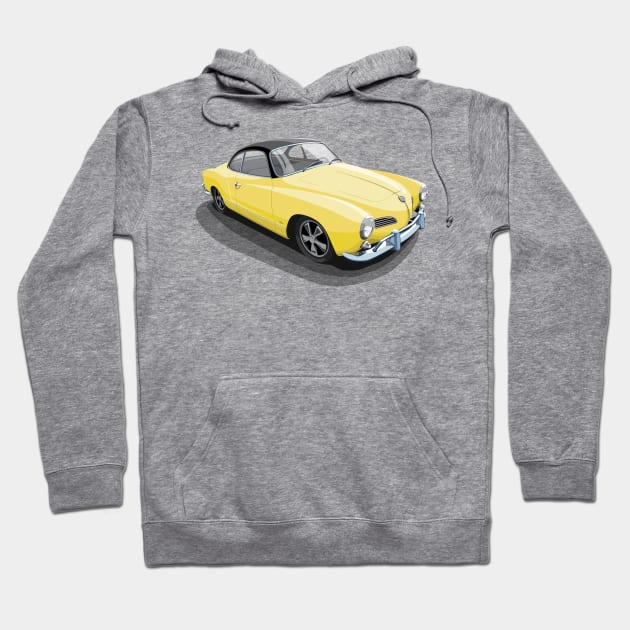 karmann ghia in yellow Hoodie by candcretro